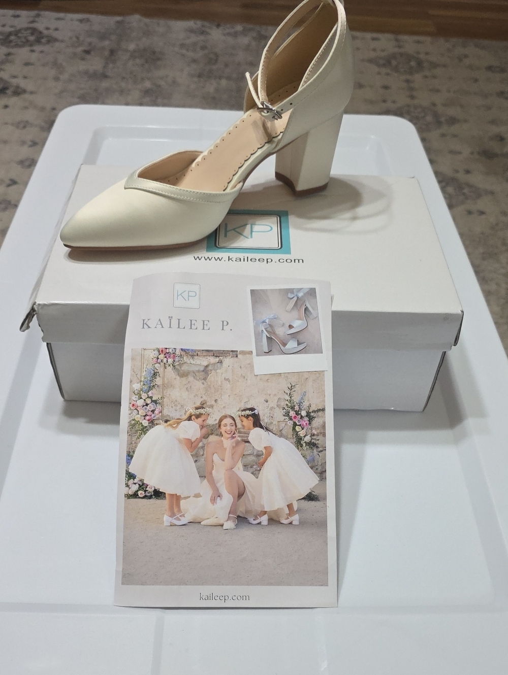 Ivory Block Heel Mary Jane with Ankle Strap